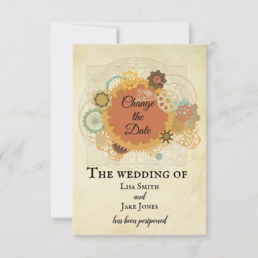 Steampunk Wedding verander de Datum Industrieel Kaart (Voorkant)