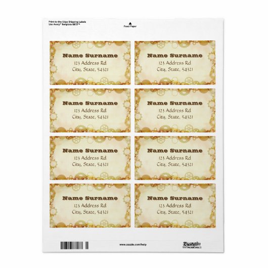 Steampunk Wedding, verzendlabels Etiket (Full Sheet)