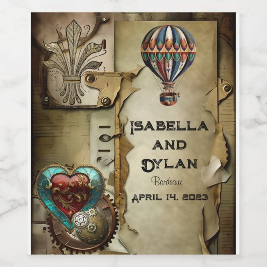 Steampunk Wedding Wijn Etiket (Enkel label)