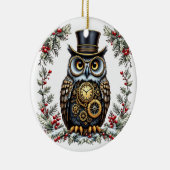Steampunk Weihnachts-Eule Keramisch Ornament (Rechts)