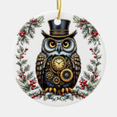 Steampunk Weihnachts-Eule Keramisch Ornament (Voorkant)