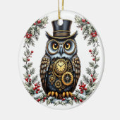 Steampunk Weihnachts-Eule Keramisch Ornament (Links)