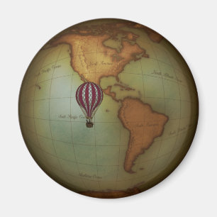 Steampunk Western Hemisphere Map Hot Air Balloon Magneet