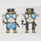 Steampunk Whimsy Koeien met Wijn AM8 Decoupage Tissuepapier (Voorkant)