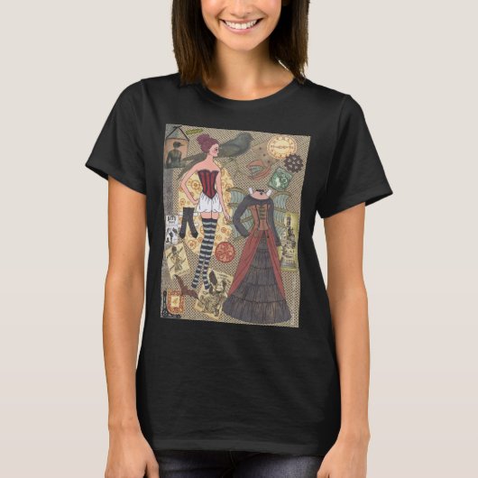 Steampunk Whimsy Paper Doll Art T-Shirt (Voorkant)