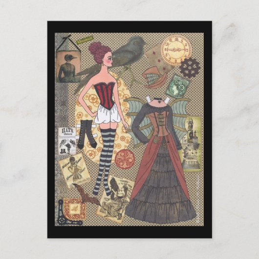Steampunk Whimsy Paper Doll Briefkaart (Voorkant)