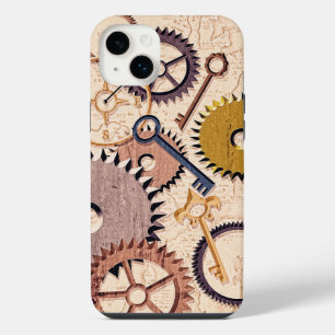 Steampunk wielen, tandwielen, sleutels, oude kaart