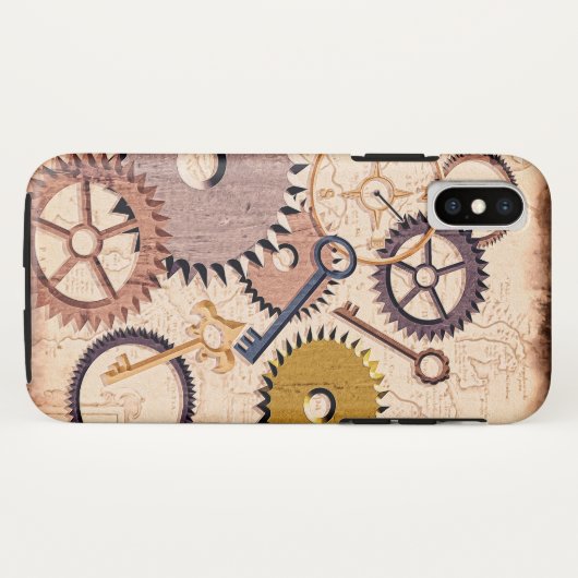 Steampunk Wielen, tandwielen, sleutels, oude steen Case-Mate iPhone Case (Achterkant (horizontaal))