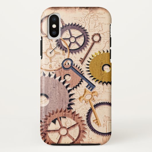 Steampunk Wielen, tandwielen, sleutels, oude steen Case-Mate iPhone Case (Achterkant)