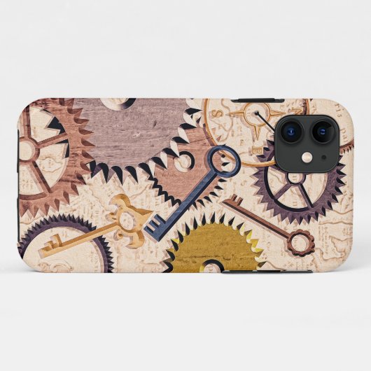 Steampunk Wielen, tandwielen, sleutels, oude steen Case-Mate iPhone Case (Achterkant (horizontaal))