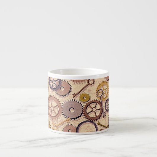 Steampunk Wielen, tandwielen, sleutels, oude steen Espresso Kop (Voorkant)