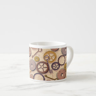 Steampunk Wielen, tandwielen, sleutels, oude steen Espresso Kop