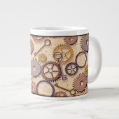 Steampunk Wielen, tandwielen, sleutels, oude steen Grote Koffiekop (Voorkant rechts)