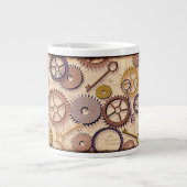 Steampunk Wielen, tandwielen, sleutels, oude steen Grote Koffiekop (Voorkant)