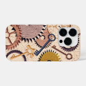 Steampunk Wielen, tandwielen, sleutels, oude steen iPhone Hoesje (Achterkant horizontaal)