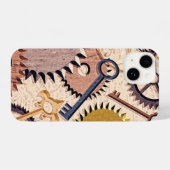 Steampunk Wielen, tandwielen, sleutels, oude steen iPhone Hoesje (Achterkant horizontaal)
