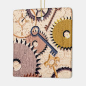 Steampunk Wielen, tandwielen, sleutels, oude steen Keramisch Ornament (Links)