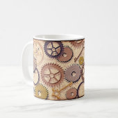 Steampunk Wielen, tandwielen, sleutels, oude steen Koffiemok (Voorkant links)