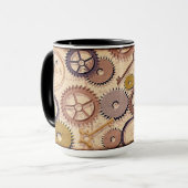 Steampunk Wielen, tandwielen, sleutels, oude steen Mok (Voorkant links)