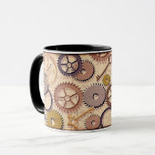 Steampunk Wielen, tandwielen, sleutels, oude steen Mok (Voorkant links)