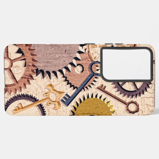 Steampunk Wielen, tandwielen, sleutels, oude steen Samsung Galaxy Hoesje (Achterkant horizontaal)