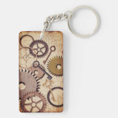 Steampunk Wielen, tandwielen, sleutels, oude steen Sleutelhanger (achterkant)