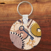 Steampunk Wielen, tandwielen, sleutels, oude steen Sleutelhanger (Voorkant)