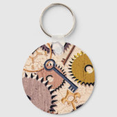 Steampunk Wielen, tandwielen, sleutels, oude steen Sleutelhanger (Achterkant)