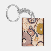 Steampunk Wielen, tandwielen, sleutels, oude steen Sleutelhanger (Voorkant Links)
