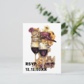Steampunk wijn rsvp briefkaart (Staand voorkant)