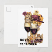 Steampunk wijn rsvp briefkaart (Voorkant / Achterkant)