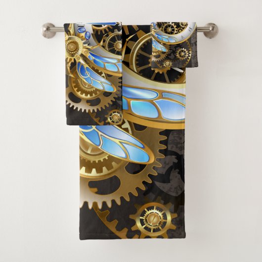 Steampunk-wijzerplaten met dragonfly bad handdoek (Insitu)