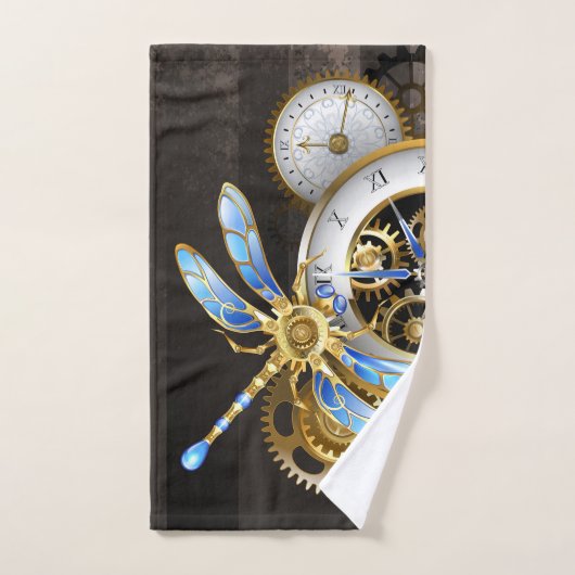 Steampunk-wijzerplaten met dragonfly bad handdoek (Handdoek)