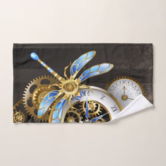 Steampunk-wijzerplaten met dragonfly bad handdoek (Handdoek)