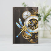 Steampunk-wijzerplaten met dragonfly bedankkaart (Staand voorkant)