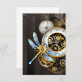 Steampunk-wijzerplaten met dragonfly bedankkaart (Voorkant / Achterkant)