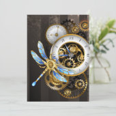 Steampunk-wijzerplaten met dragonfly bedankkaart (Staand voorkant)