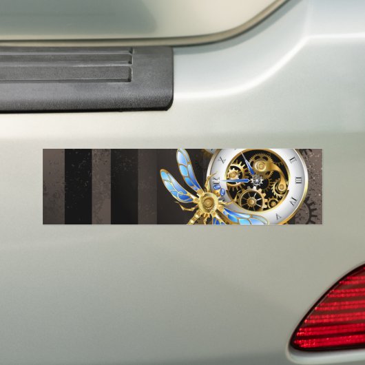 Steampunk-wijzerplaten met dragonfly bumpersticker (Op auto)