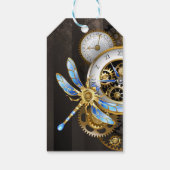 Steampunk-wijzerplaten met dragonfly cadeaulabel (Achterkant)