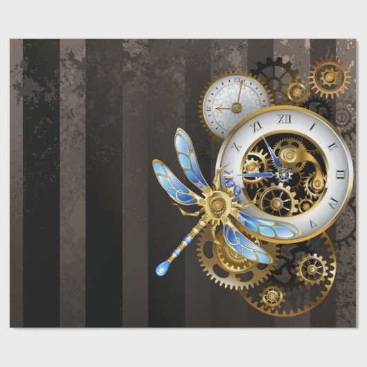 Steampunk-wijzerplaten met dragonfly cadeaupapier (Vlak)
