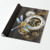 Steampunk-wijzerplaten met dragonfly cadeaupapier (Uitgerold)