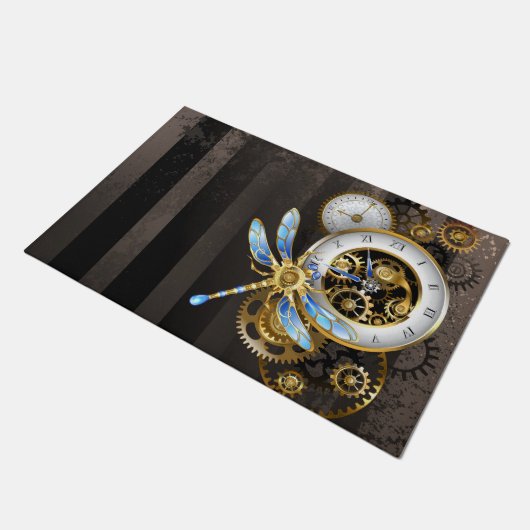 Steampunk-wijzerplaten met dragonfly deurmat (Schuin)