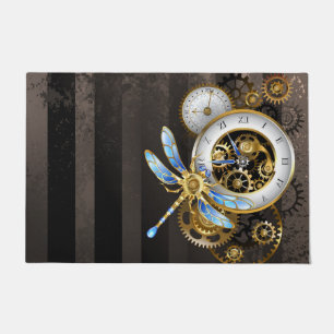 Steampunk-wijzerplaten met dragonfly deurmat