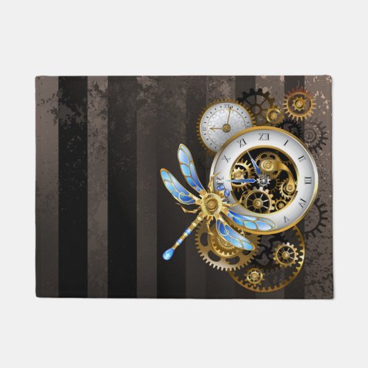 Steampunk-wijzerplaten met dragonfly deurmat (Voorkant)