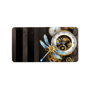 Steampunk-wijzerplaten met dragonfly etiket