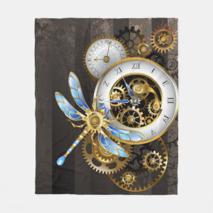 Steampunk-wijzerplaten met dragonfly fleece deken