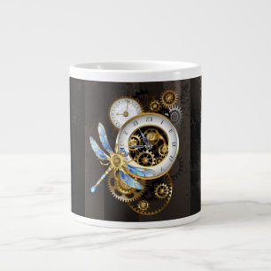 Steampunk-wijzerplaten met dragonfly grote koffiekop