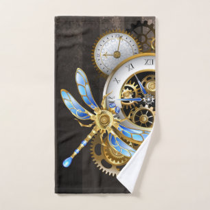 Steampunk-wijzerplaten met dragonfly handdoek