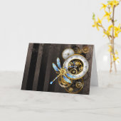 Steampunk-wijzerplaten met dragonfly kaart (Gele Bloem)