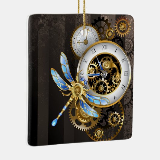 Steampunk-wijzerplaten met dragonfly keramisch ornament (Rechts)